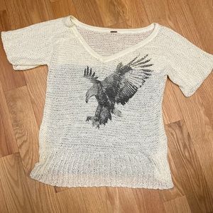 Free People eagle short sleeve sweater L
